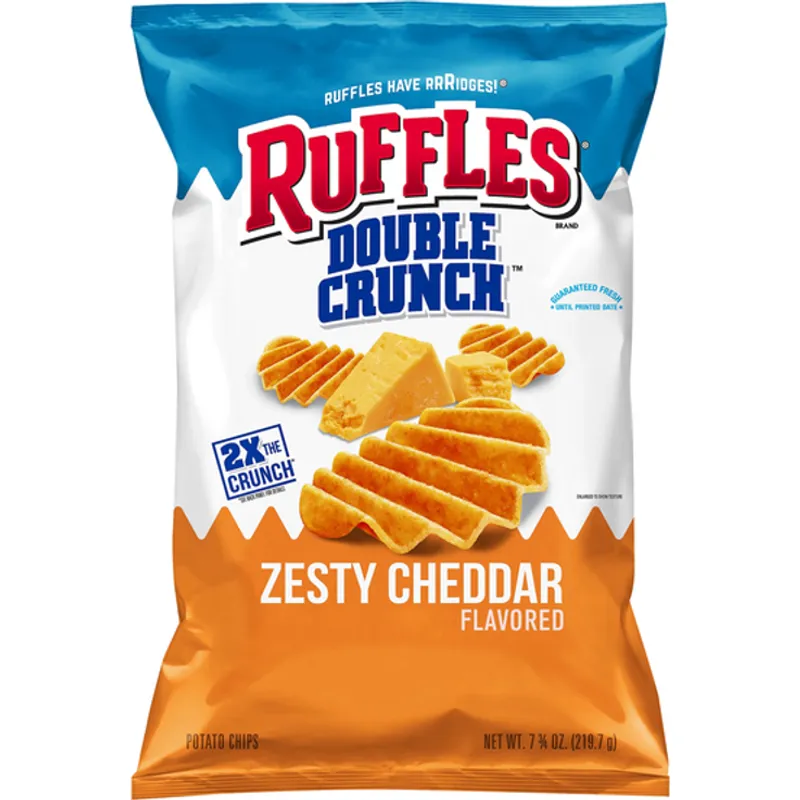 Ruffles Double Crunch Potato Chips Zesty Cheddar view 1