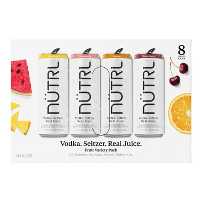 Nutrl Vodka Hard Seltzer Real Juice Variety Pack 8 Pack 12 oz Cans