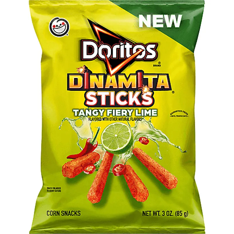 Doritos Corn Snacks, Dinamita Sticks, Tangy Fiery Lime view 1