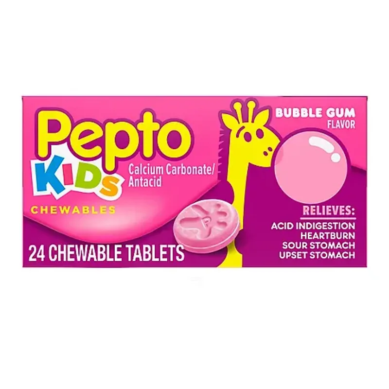 Pepto Kids Chewable Tablets Bubblegum Flavor Box view 1