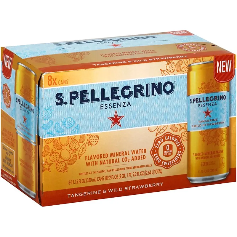 San Pellegrino Essenza Tangerine & Wild Strawberry Flavored Mineral Water view 1