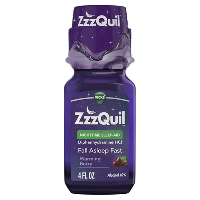 Vicks ZzzQuil Nighttime Sleep Aid Warming Berry Flavor 4 oz Bottle