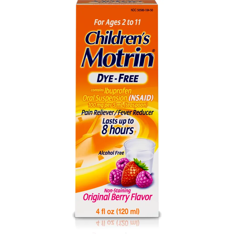 Motrin Children's Oral Suspension Ibuprofen Medicine, NSAID Fever Reducer & Pain Reliever For Minor Aches & Pains Due To Cold & Flu, Dye Free, Alcohol-Free, Berry Flavored view 1
