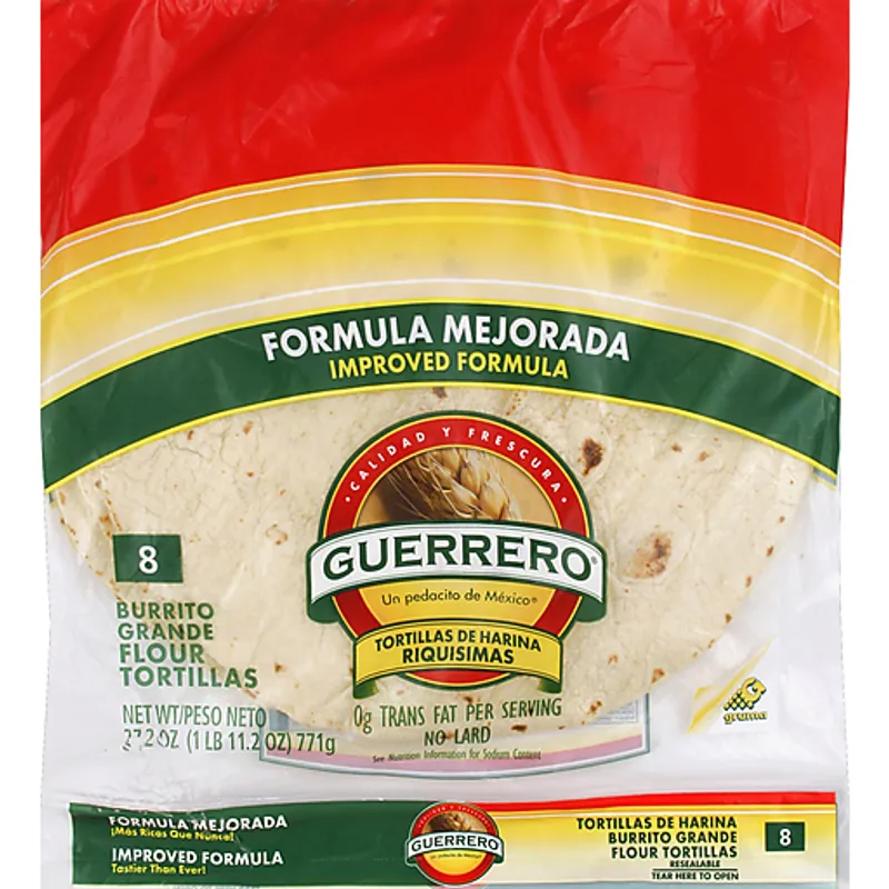 Guerrero Riquisimas Burrito Grande Flour Tortillas Bag view 1