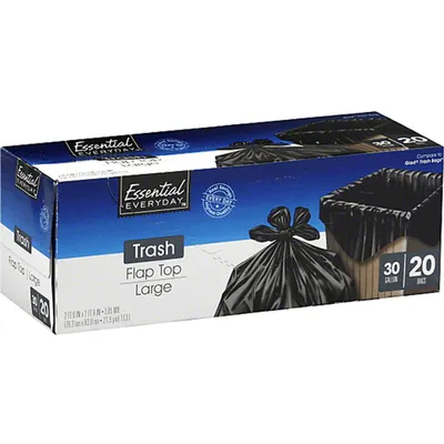 Essential Everyday Heavy Duty Flap Top Trash Bags 20 ct 30 gallon