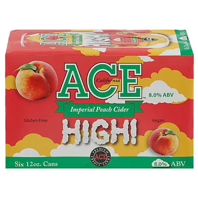 Ace High Imperial Peach Craft Cider 6 Pack 12 oz Cans
