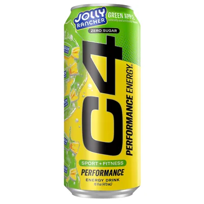 C4 Energy Drink Jolly Rancher Green Apple Zero Sugar 16 oz Can