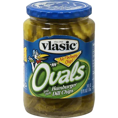 Vlasic Ovals Hamburger Dill Pickle Chips 24 oz Jar
