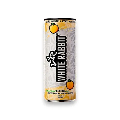 White Rabbit Sweet Peach Kratom Seltzer 12oz Can
