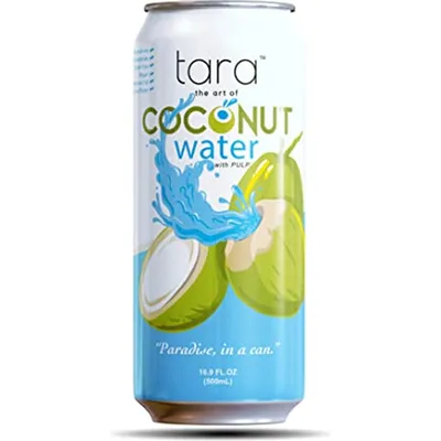 Tara Pure Coconut Water, With Pulp, 16.9oz Can