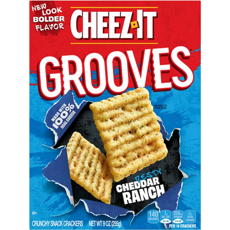 Cheez-It Grooves Crispy Cracker Chips Zesty Cheddar Ranch Box view 1
