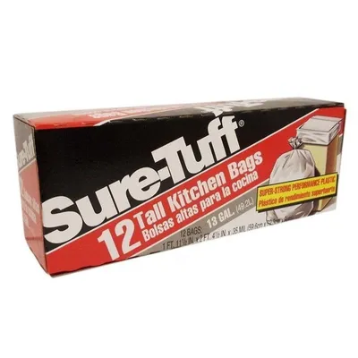 Sure-Tuff Tall Kitchen Trash Bags 13 Gallon 12 Count