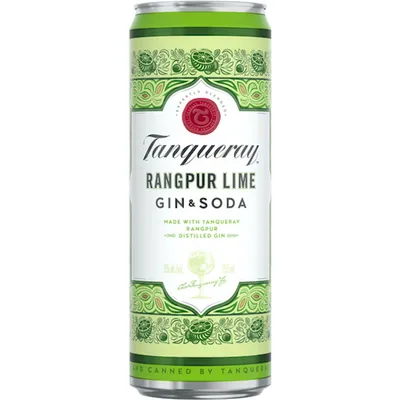 Tanqueray Rangpur Lime Gin & Soda Cans 4x 12oz Cans