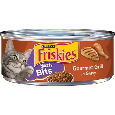 Friskies Meaty Bits Gourmet Grill in Gravy Cat Food 5.5 oz Can