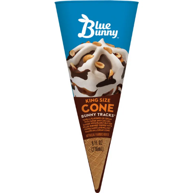 Blue Bunny King Size Bunny Tracks Ice Cream Cone view 1