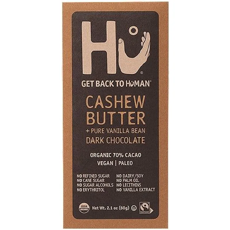 Hu Cashew Butter + Pure Vanilla Bean Organic Stone-Ground Cacao Dark Chocolate Bar view 1
