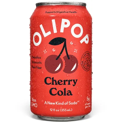 OLIPOP Cherry Cola Prebiotic Soda 12 oz Can