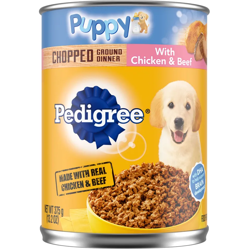 Pedigree Food For Dogs, With Chicken & Beef, Chopped Ground Dinner, Puppy view 1