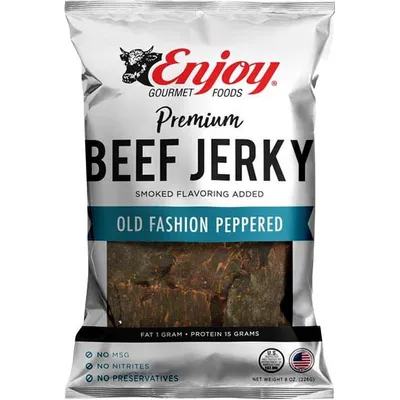 Enjoy Old Fashioned Peppered Beef Jerky 8 oz Bag