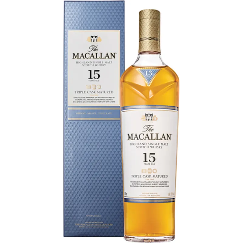 The Macallan Fine Oak Triple Cask Matured Highland Single Malt Highland Scotch Whisky 15 Year view 1