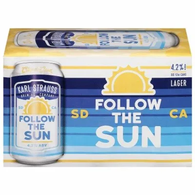 Karl Strauss Follow The Sun Lager 6 Pack 72 oz cans