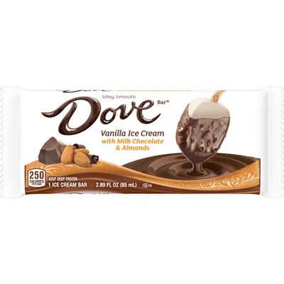 Dove Vanilla Ice Cream Bar with Milk Chocolate and Almonds 2.89 oz