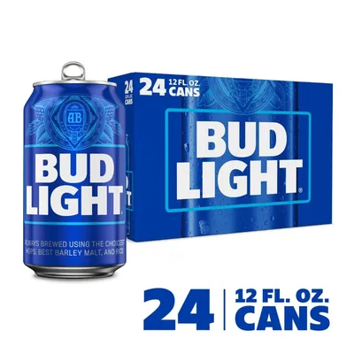 Bud Light American Lager Beer 24 Pack 12 oz Cans