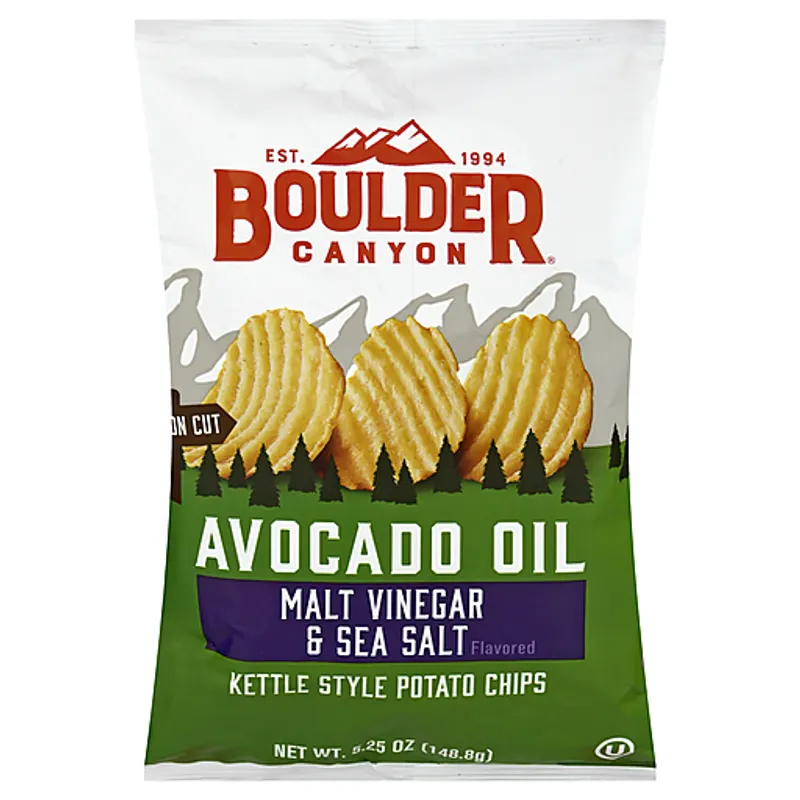 Boulder Canyon Avocado Oil Malt Vinegar & Sea Salt Potato Chips Bag view 1