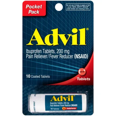 Advil Ibuprofen Coated Tablets 200 mg 10 Count Pocket Pack