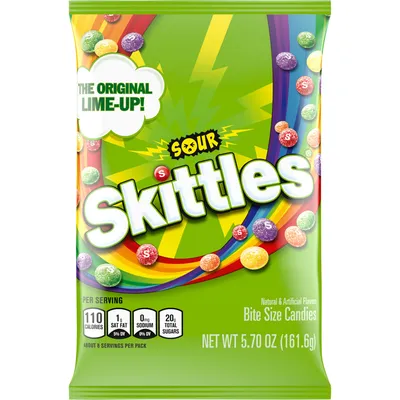 Sour Skittles Bite Size Candies with Green Apple and Watermelon 5.7 oz Bag