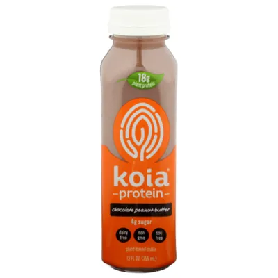 Koia Chocolate Peanut Butter Plant-Based Protein Shake 12 oz Bottle