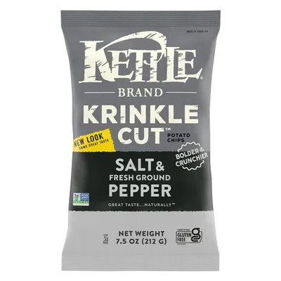Kettle Brand Krinkle Cut Salt & Fresh Ground Pepper Potato Chips 7.5 oz Bag