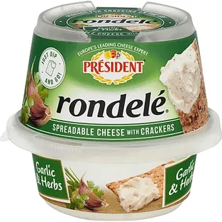 President Rondelé Garlic & Herbs Spreadable Cheese With Crackers