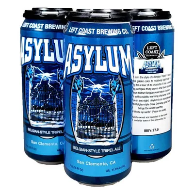 Left Coast Brewing Asylum Belgian-Style Tripel Ale 4 Pack 16 oz Cans