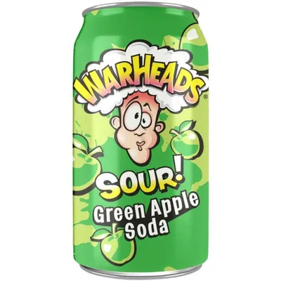 Warheads Sour Green Apple Soda 12 oz Can
