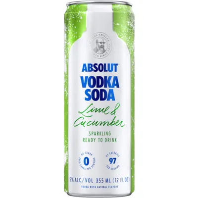 Absolut Vodka Soda Lime & Cucumber 355ml Can