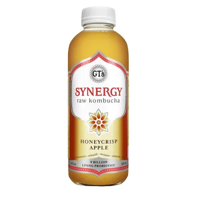 GT's Synergy Honeycrisp Apple Raw Kombucha 16 oz Bottle